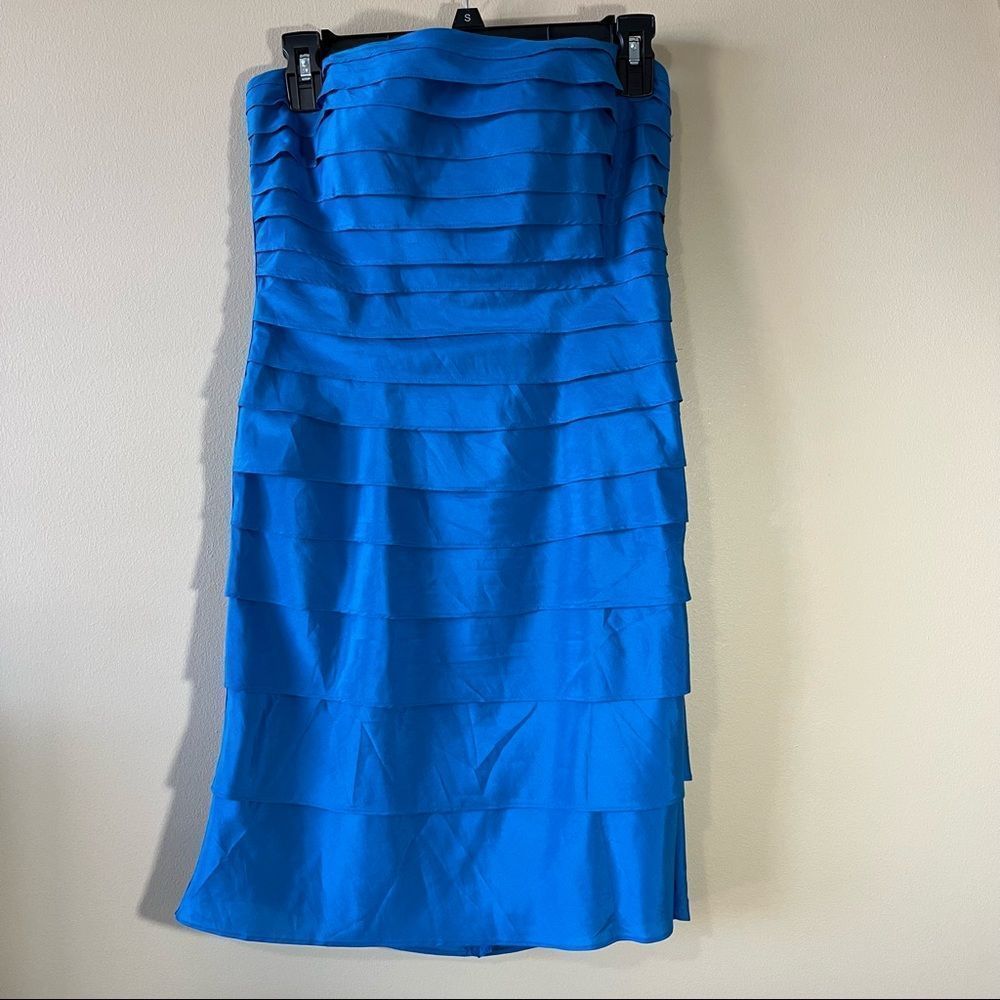 ✨ Antonio Melani Women’s Blue Ruffle Strapless Dress 6